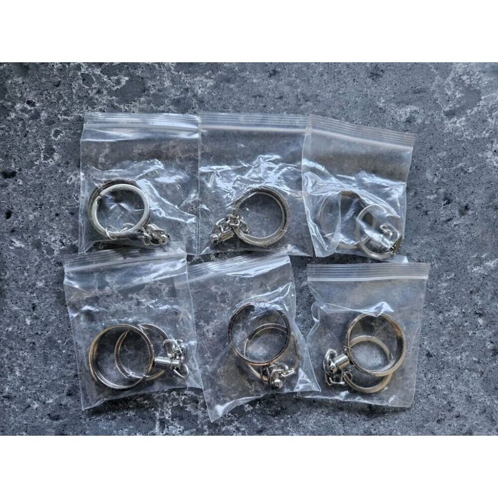 LOT OF (6) ~ (SILVER) 30MM BEZEL KEYCHAIN COIN HOLDERS